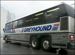 Greyhound bus.